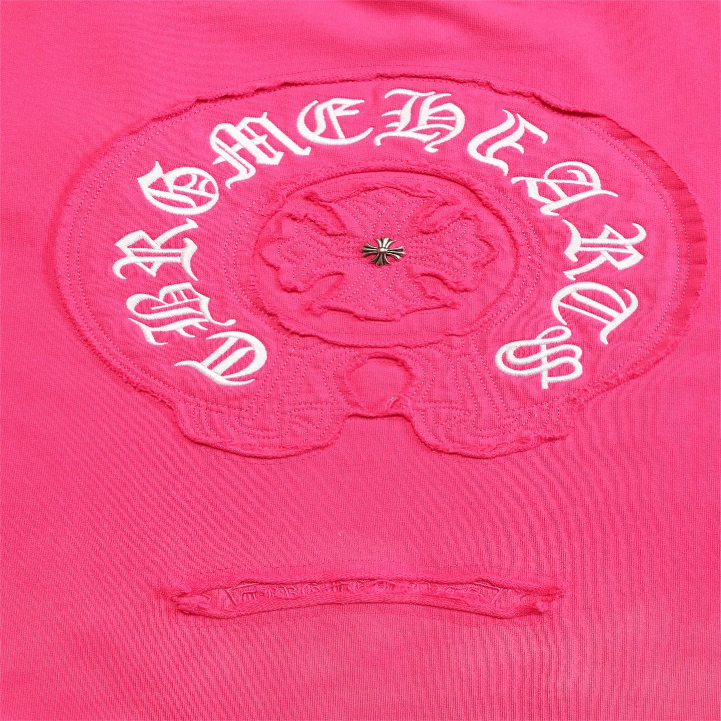 P310 Chrome Hearts Chrome Hearts Cross Horseshoe Sanskrit Washed Tie-Dye Sweatshirt Size: SMLXL Color: Pink Black